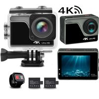 4K Action Camera WiFi Sports Camcorder  Ultra HD 98feet Waterproof DV Underwater Photography Cameras 16MP 2" LCD Touchscreen Cam with EIS Sensor Includes Mounting Accessories and 2 Batteries