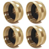 Twinkle Star 4 Pack Garden Hose Brass Hose Cap with Washers, 3/4"