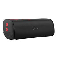 Jam Thrill Wireless Stereo Speaker, Built-In Speakerphone, Splash-Proof, Perfect for Pool Parties, Voice Prompts, Size of Water Bottle, Deep Bass, Crisp Tones, Mega Volume, Red