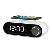 COBY Digital LED Alarm Clock Built In 10W HD Bluetooth Speakers FM Radio QI Certified Fast Wireless Charger for iPhone, Samsung and More,USB port Battery Backup Aux In, Dimmer for Bedroom, Office Desk