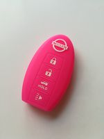 Pink Red Silicone Replacement Protective Fob Skin Key Cover Chains Bag Holder Key Jacket for Nissan Maxima Altima Gt-r Sentra Murano 4 Buttons