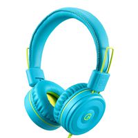 Kids Headphones-noot products K22 Foldable Stereo Tangle-Free 3.5mm Jack Wired Cord On-Ear Headset for Children/Teens/Boys/Girls/Smartphones/School/Kindle/Airplane/Plane/Tablet (Teal/Lime)