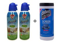 Dust-Off Disposable Compressed Gas Duster Bundle: 10 oz, 2 Packs + 70 Count Wipes