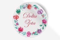 Delta Zeta Sticker Greek Sorority Decal for Car, Laptop, Windows, Officially Licensed Product, Monogram Design 5" x 5" - Watercolor Floral