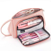 EASTHILL Medium Capacity Pencil Case Multi-Slot Pen Bag Pouch Holder for Middle High School Office College Girl Adult Simple Storage Case Pink