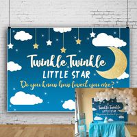 OFILA Twinkle Twinkle Little Stars Backdrop 7x5ft Newborn Baby Photography Baby Shower Party Background Kids Birthday Photos Interior Decoration Preschool Children's Day Event Shoots Studio Props