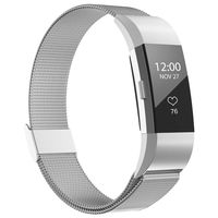 iGK Replacement Bands Compatible for Charge 2, Stainless Steel Metal Bracelet with Unique Magnet Clasp Silver Large