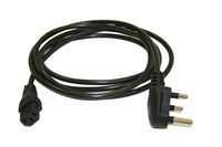 Interpower 86265010 India/South Africa Cord Set, SANS 164-1 Plug Type, IEC 60320 C13 Connector Type, Black Plug Color, Black Cable Color, 10A Amperage, 250VAC Voltage, 2.5m Length