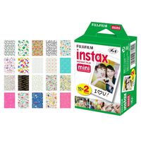 Fujifilm instax Mini Instant Film (20 Exposures) + 20 Sticker Frames for Fuji Instax Prints (Birthday)