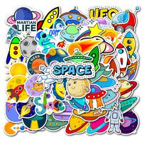 Cute Planet Astronaut Rocket Stickers for Kids Cartoon Outer Space Water Bottles Laptop Room Scrapbook Waterproof Decals 50pcs