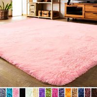 LOCHAS Luxury Velvet Fluffy Rug Modern Shag Area Rugs for Bedroom, Super Soft and Comfy Carpet, Non Slip Floor Fur Carpets for Kids Home Decor, 2x3 Feet Pink