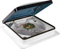 Fan-Tastic Vent 1250 Series White RV Roof Vent, 3-Speed Manual Crank RV Vent Fan, Smoke Dome RV Vent Cover