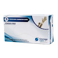 Courage Care Stretch Vinyl Exam Gloves - Latex Free, Powder Free, Small, Case of 2000