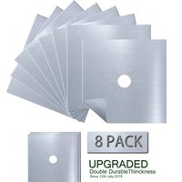 Antallcky 8-Pack Silver Stove Burner Covers Gas Range Protectors Gas Cooktop Liner Cover Clean Mat Pad,Reusable, Non-Stick, Dishwasher Safe, Easy to Clean 8 Pack - Size 10.6 x 10.6 inch