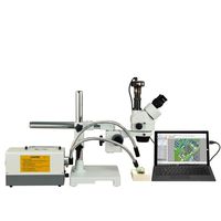 OMAX 3.5X-90X Digital Zoom Trinocular Single-Bar Boom Stand Stereo Microscope with Cold Y-Type Gooseneck and Ring Fiber Light and 9.0MP USB Camera