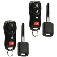 Car Key Fob Keyless Entry Remote with Ignition Key fits Nissan, Infiniti (KBRASTU15 4-Btn), Set of 2