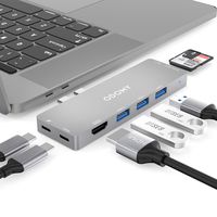 ODOMY USB C Hub 8 in 1 Type C Hub Adapter with Thunderbolt3 5K@60Hz 40Gbps, 100W Power Delivery, 3 USB 3.0 Ports, 4K@30Hz HDMI (Grey)