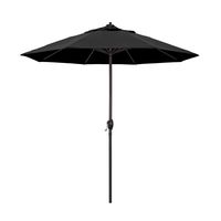 California Umbrella 9' Round Aluminum Market Umbrella, Crank Lift, Auto Tilt, Bronze Pole, Black Olefin