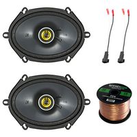 2x Kicker 450W 6x8" CS Series 2-Way Black Car Coaxial Speakers, 2X Enrock 16 Gauge Speaker Harness Adapter W/Red Bullet for Select Ford Vehicles 1998-UP, Enrock Audio 16-Gauge 50 Foot Speaker Wire