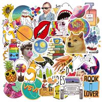 Stickers 53 pcs VSCO Girls Cute Stickers for Kids Hydroflasks Water Bottles Waterproof Laptop Luggage Scrapbooks Stickers Bicycle Guitar Graffiti Sticker Motorcycle Stickers Teens Adults Girls Boys