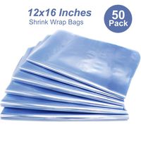 Shrink Wrap Bags,12x16 Inches PVC Heat Seal Shrink Bag,50Pcs Clear Shrink Bag for Book,Bath Bombs,Film DVD/CD,Gift,Candles,Shoes,Soap,Jars,Bottles,Crafts & DIY Crafts