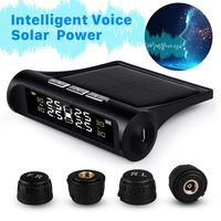 Rocboc Wireless Smart Tire Safety Monitor, Solar Power TPMS Tire Pressure Monitoring System with 4 External Cap Sensors, 6 Alarm Modes, Real Time Pressure & Temperature Alerts Ensure Safe Driving