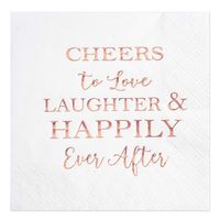 Crisky 50 Count Bridal Shower Napkins Disposable Cocktail Napkins 3-Ply Rose Gold Foil Text Beverage Napkins for Engagement Party Decorations & Wedding Shower