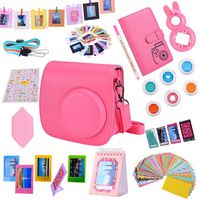 Tiessic Instax Mini 9 Camera Accessories Bundles Compatible with FujiFilm Instax Mini 9 Mini 8 Mini 8+ Camera with Mini 9 Case,108 Photos Mini Photo Album ,etc. (Flamingo Pink，14 Items)