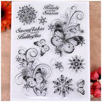 KWELLAM Merry Christmas Snowflakes Butterfly Clear Stamps for Card Making Decoration and DIY Scrapbooking