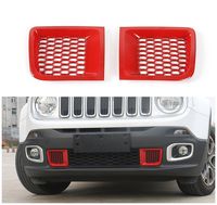 Dwindish 2 PCS Red ABS Front Bumper Grill Air Vent Outlet Cover Trim for Jeep Renegade 2015 Up