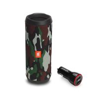 JBL Flip 4 Portable Bluetooth Wireless Speaker Bundle with Anker PowerDrive 2 2-Port USB Car Charger - Camouflage