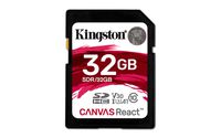 Kingston Canvas React 32GB SDHC Class 10 SD Memory Card UHS-I 100MB/s R Flash Memory High Speed SD Card (SDR/32GB)
