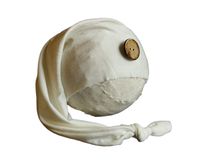 AMOS and SAWYER Knotted Sleeping Hat, Photography Prop (Newborn, Ivory - Round Button)