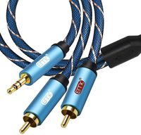 RCA Cable 3.5mm to 2RCA Stereo Cable Nylon Braided Splitter Y for DJ Amplifier Subwoofer Audio Mixer Home Theater DVD, Speaker, Multimedia, MP3 / MP4 Player (5Feet/1.5Meters)