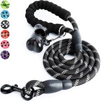 Toozey 5 FT Dog Leash, Rope Leash with Comfortable Padded Handle and Reflective Threads, Heavy Duty Braided Leash for Medium Large Dogs, Black