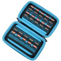 Game Card Storage Holder Case for Nintendo Switch Cartridges or SD Memory Card- Holds 40 Games - Black/ Light Blue