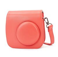 Phetium Soft PU Leather Protective Case with Shoulder Strap and Pocket for Fujifilm Instax Mini 8 8+ / Mini 9 Instant Camera (Poppy Red)