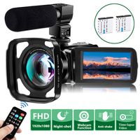 Video Camera Camcorder with Microphone, VideoSky FHD 1080P 36MP 30FPS IR Night Vision Vlogging Digital Cameras Webcam Recorder for YouTube with Wide Angle Lens,Remote,3.0 inch Touch Screen,Lens Hood