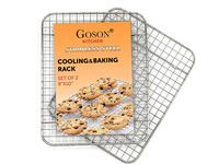 Goson Kitchen Stainless Steel Heavy Duty Metal Wire Cooling, Cooking, Baking Rack For Baking Sheet, Oven Safe up to 575F, Dishwasher Safe Rust Free | 8"x10"; SET OF 2