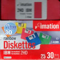 ImationTM 3 1/2" Bulk Diskettes, IBM(R) Format, DS/HD, Rainbow, Box of 30