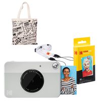 Kodak PRINTOMATIC Instant Print Camera (Grey) Starter Kit with Tote Bag