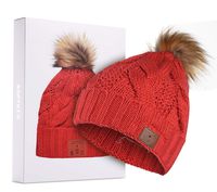 ASIILOVI Bluetooth Beanie, Bluetooth 5.0 Wireless Winter Warm Knit Hats Cap with Double Inner Lining Fleece, Mic and HD Speakers, Gifts for Women Family Thanksgiving Christmas-Unisex (03-Red)