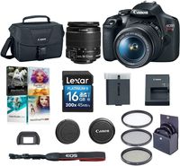 Canon EOS Rebel T7 24.1MP DSLR Camera with EF-S 18-55mm f/3.5-5.6 is II Lens - Bundle with 58mm Filter Kit, Camera Case, 16GB SDHC Card, Pc Software Packge