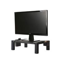 Mind Reader PLSIDE-BLK Plastic Monitor Stand with Side Compartments, Extra Storage, Desk Organizer, Monitor Riser for Computer, Laptop, Desk, iMac, Black