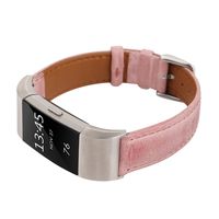 WONMILLE for Fitbit Charge 2 Band, Genuine Leather WatchBand Adjustable Replacement Sport Strap Bands for Fitbit Charge 2 Smartwatch Fitness Wristband (Hot Pink)