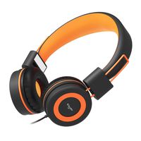 Elecder i37 Kids Headphones Children Girls Boys Teens Foldable Adjustable On Ear Headphones 3.5mm Jack Compatible iPad Cellphones Computer MP3/4 Kindle Airplane School Tablet Orange/Black