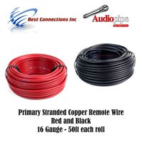 Best Connections 16 Gauge Wire RED & Black Power Ground 50 FT Each Primary Stranded Copper CLAD