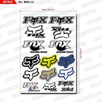 Kungfu Graphics Fox Head Micro Sponsor Logo Racing Sticker Sheet Universal (7.2x 10.2 inch), White