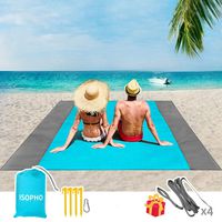 ISOPHO Outdoor Beach Blanket 79'' x 83'' Waterproof Picnic Blanket, Extra Large Lightweight Beach Mat, Compact Pocket Blanket, Sand Proof Mat for Travel, Camping, Hiking - with 4 Portable Tent Pegs