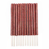 Rhinestone Bling Paper Sticks for Lollipop Cake Pop Apple Candy Buffet Treat Party Favor 6 inch (Red, 24)